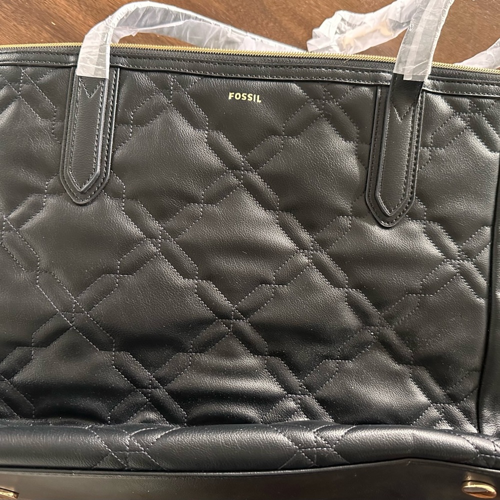 Fossil Black Quilted Tote Bag